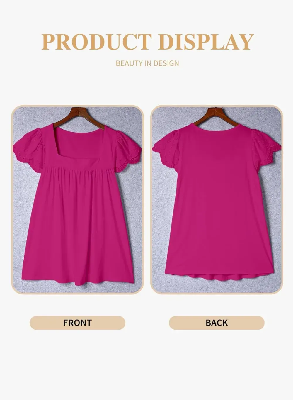 Eytino Womens Plus Size Tops Ruffle Short Sleeve Square Neck Summer Loose Casual Tee Shirts(1X-5X)