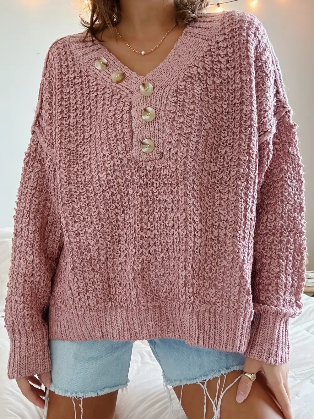 THERMAL HENLEY SWEATER