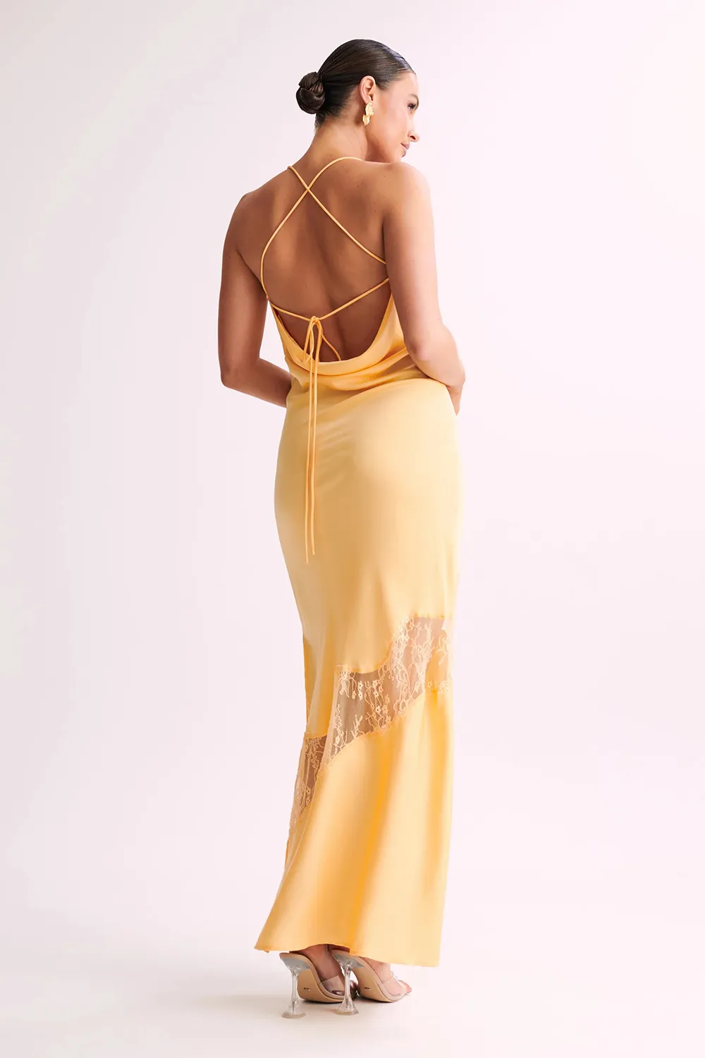 Lace Detail Satin Maxi Dress