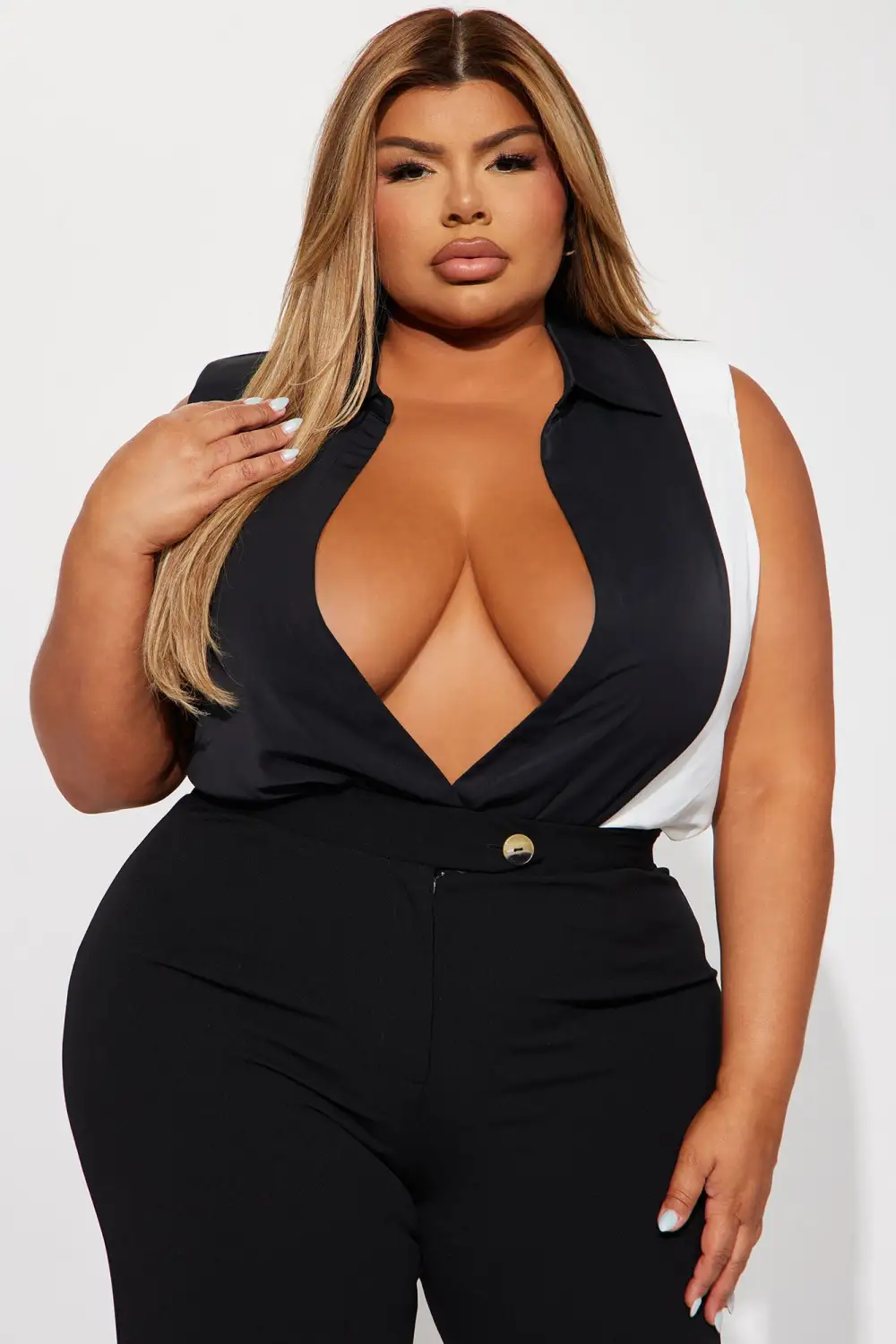 I Mean Business Bodysuit - Black/White