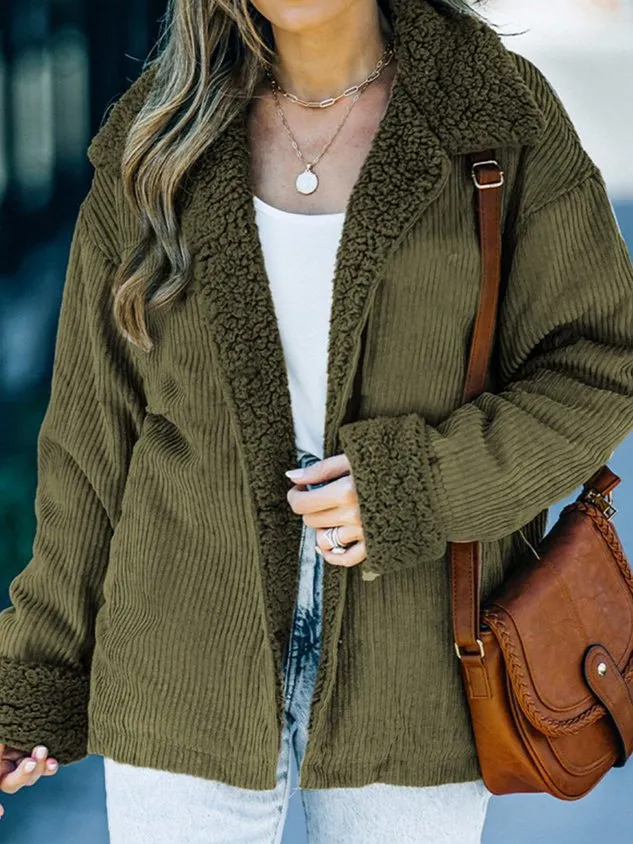 Casual Shirt Collar Teddy Jacket