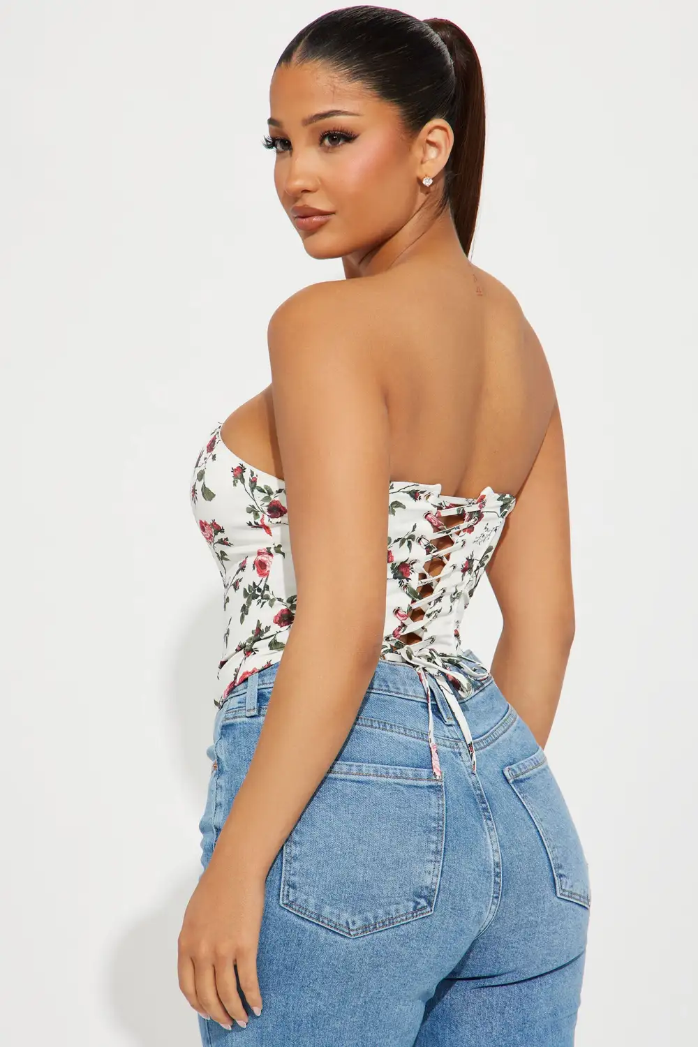 Rosey Days Corset Top - White/combo
