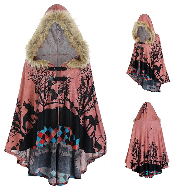 Mysterious style pattern soft hooded cloak