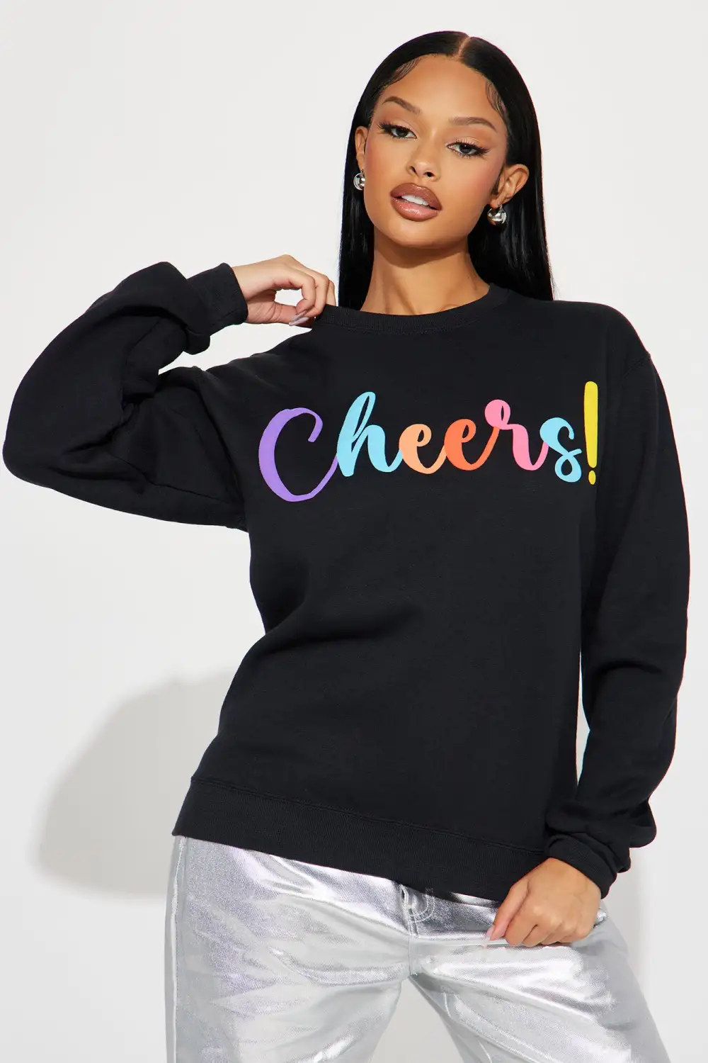 Cheers Puff Print Sweatshirt - Black