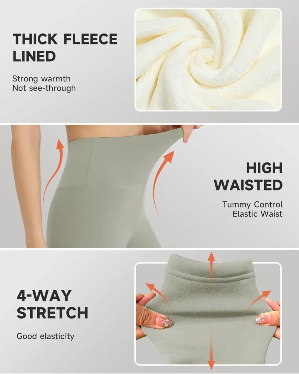 Fleece Lined Leggings for Women – Thick Winter Warm Thermal High Waisted Tummy Control Workout Yoga Pants