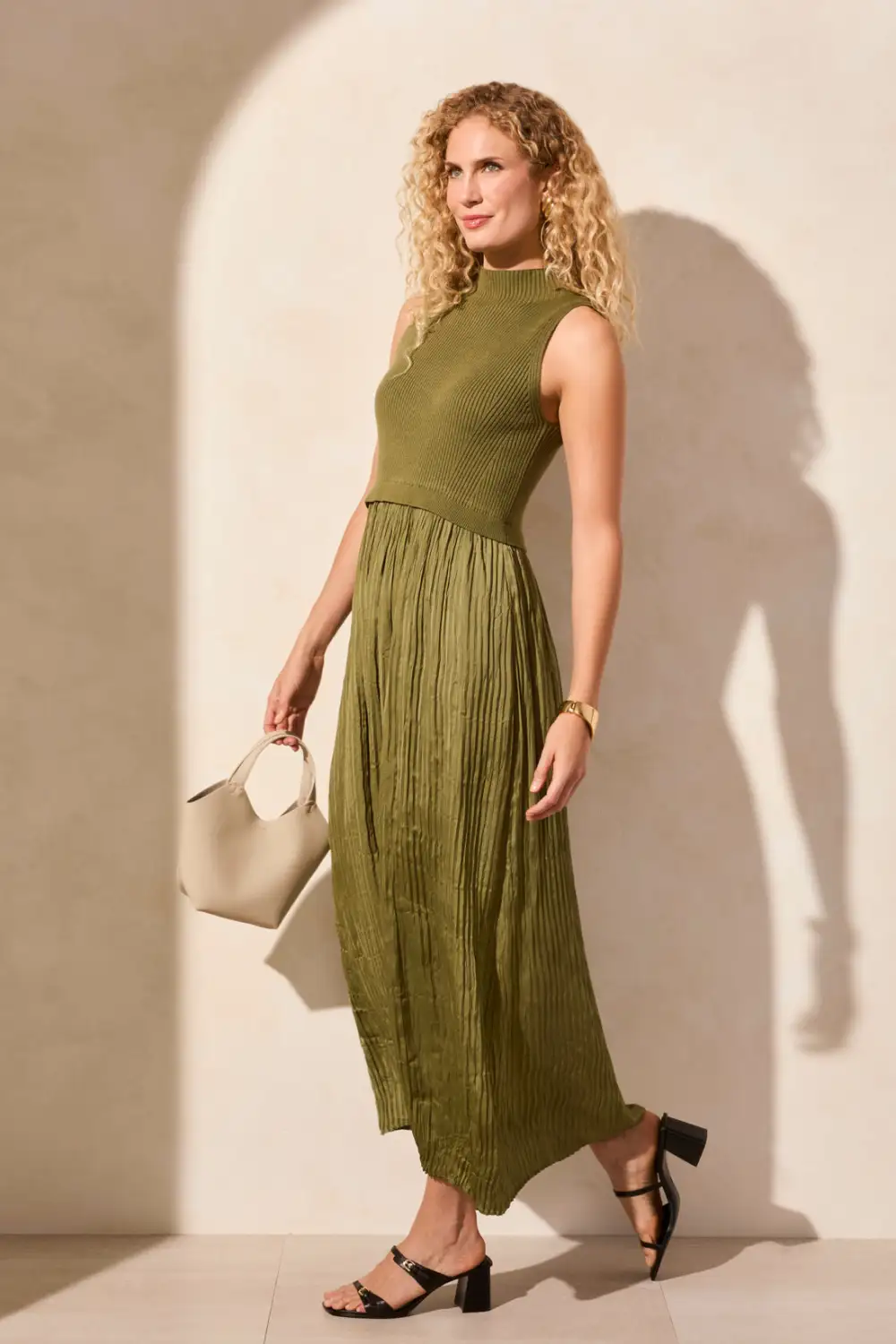 Sleeveless Twofer Maxi Dress-Loden