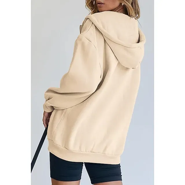 Hooded Drawstring Women's Jacket Long Sleeve Hooded Sweatshirt Athletic Warm Casual Breathable Moisture Wicking Running Sports Training Hiking Sportswear