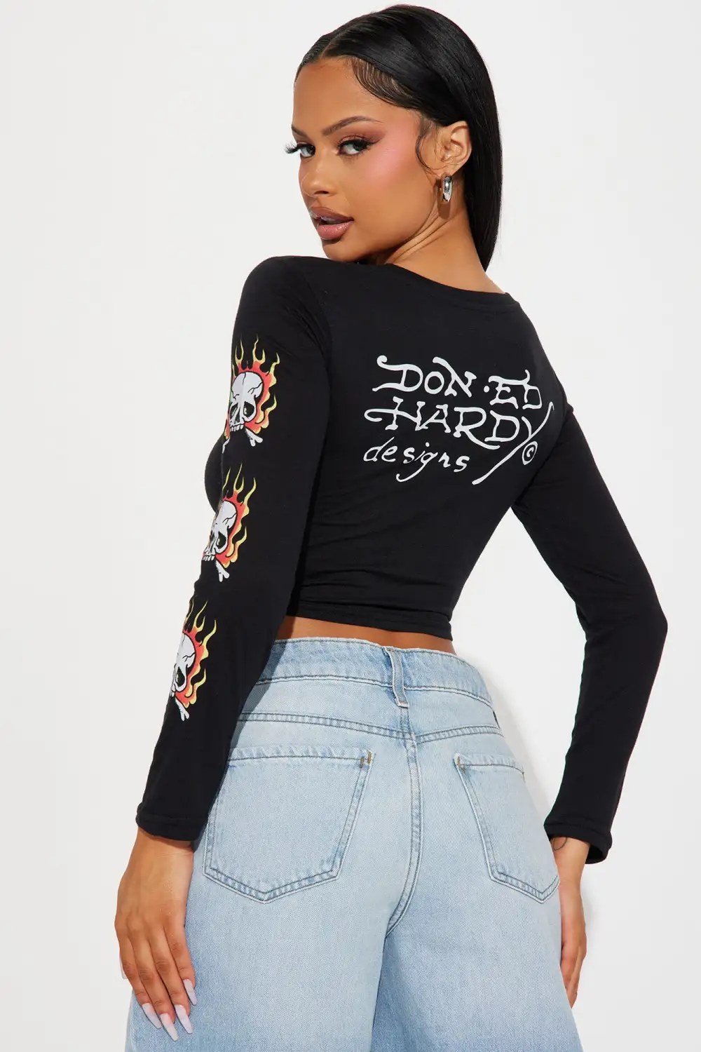 Tiger In Flames Ed Hardy Top - Black