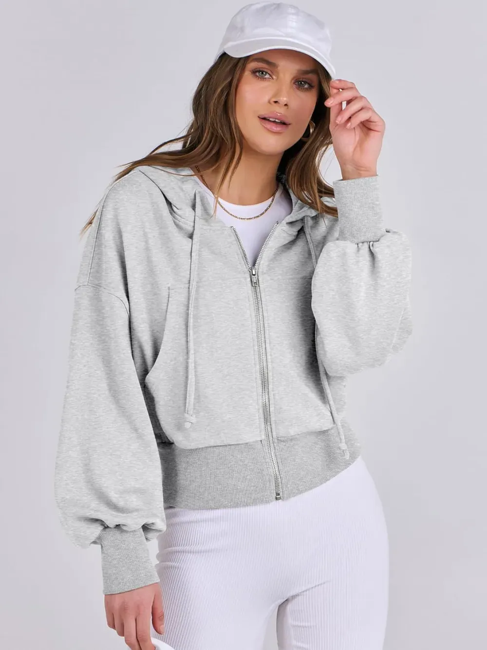 Women's Zip Up Hoodies Cropped Sweatshirts Full Zip Jackets Casual Fashion Fall Outfits Winter Clothes