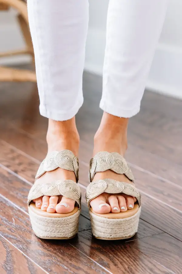 It's My Time Gold Platform Wedges