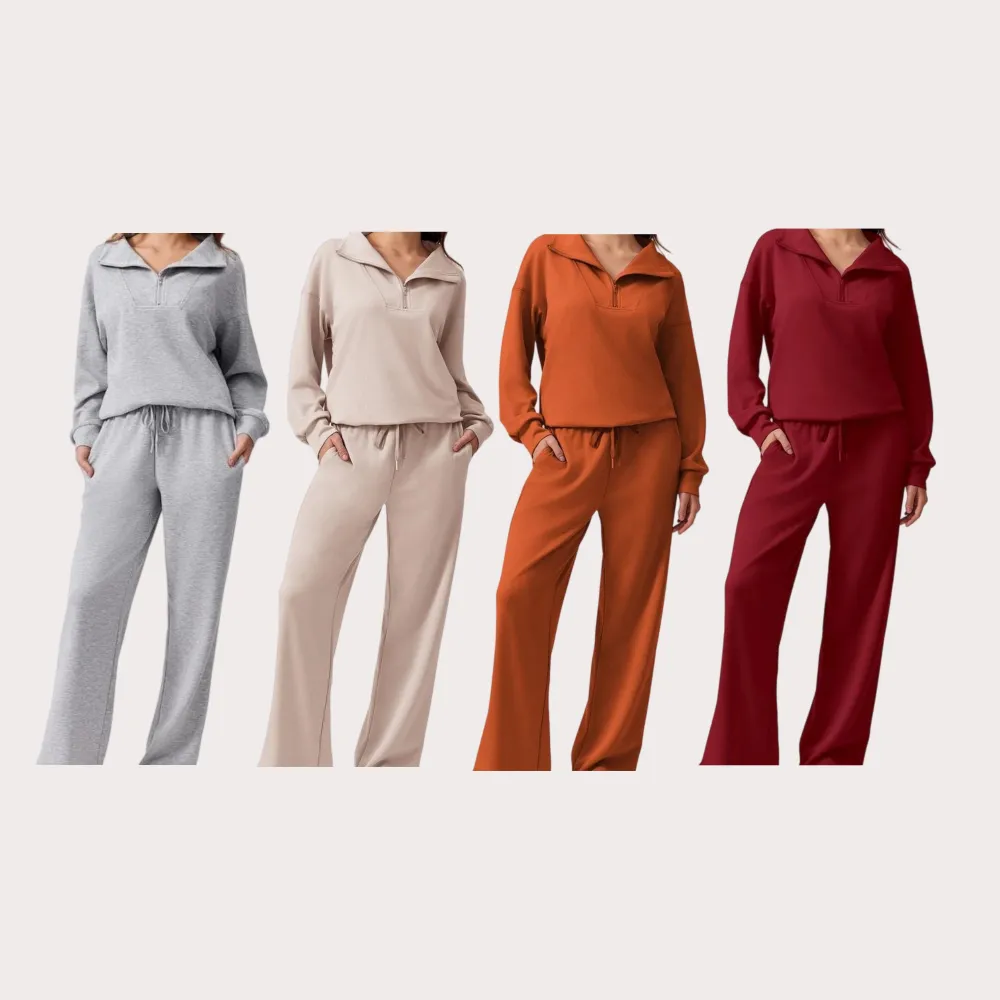 Women's 2-Piece Sweatsuits Set Long Sleeve Half Zip Pullover Sweatshirt Joggers Pants