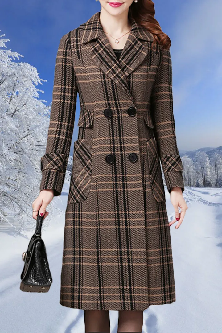Casual Plaid Lapel Coat