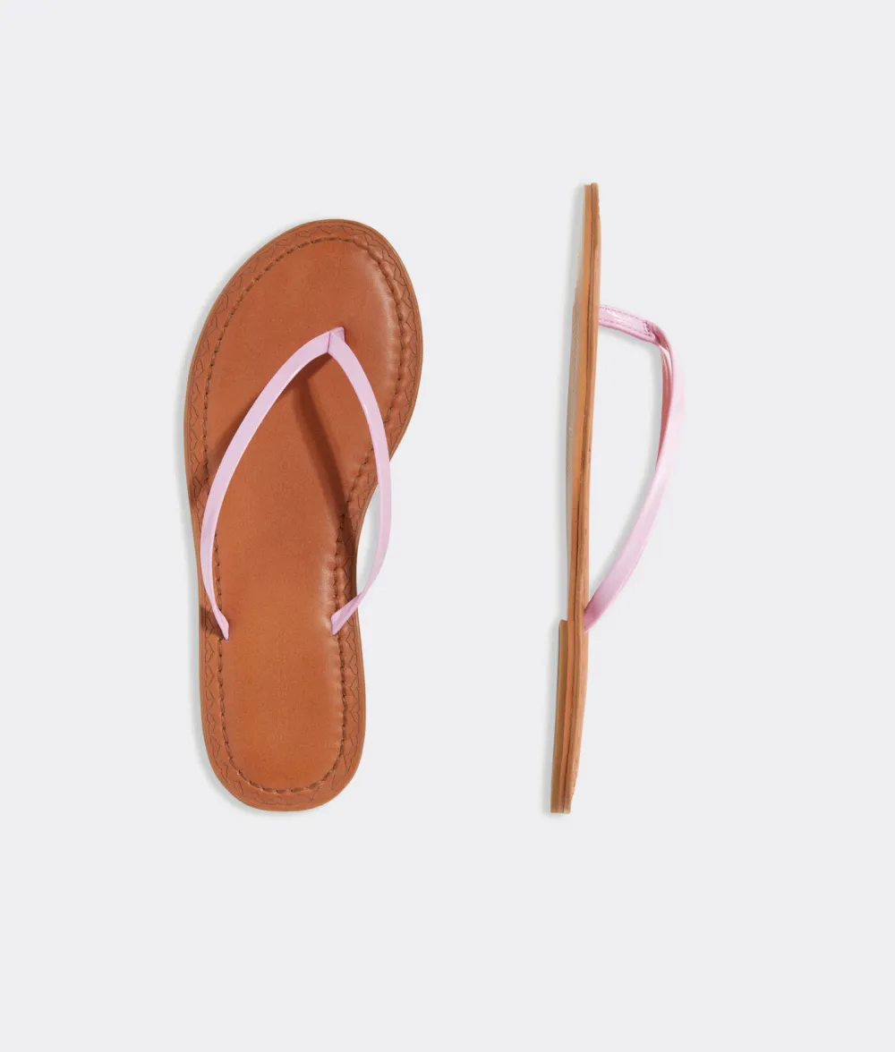 Skinny Strap Patent Leather Flip Flops