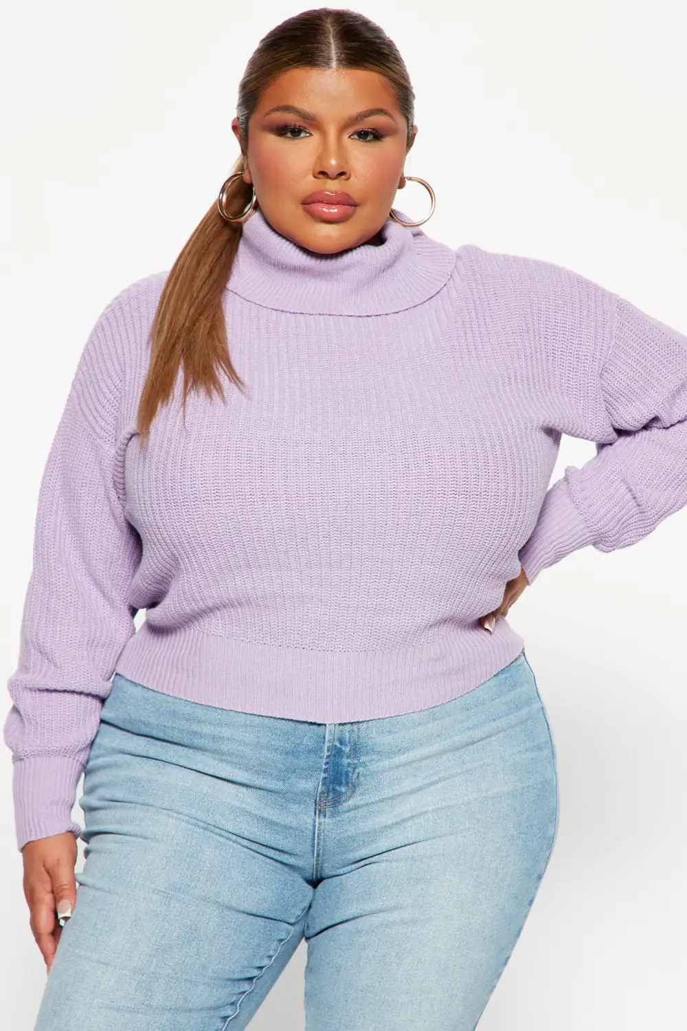 Roll With The Flow Turtleneck Sweater - Lavender