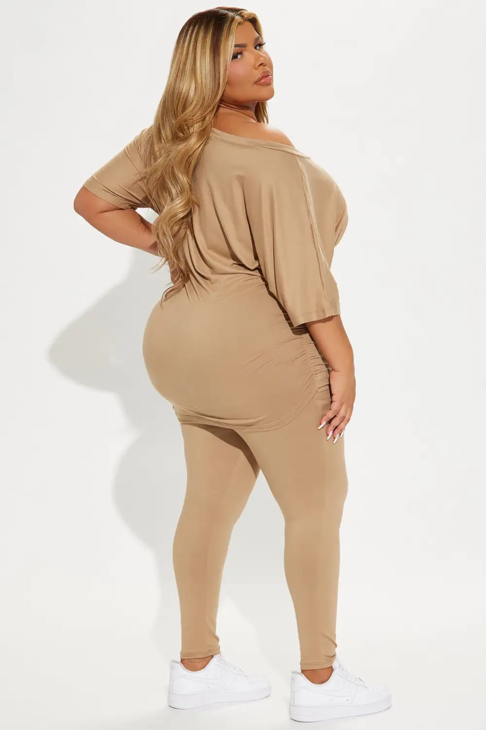 Camila Short Sleeve Legging Set - Taupe