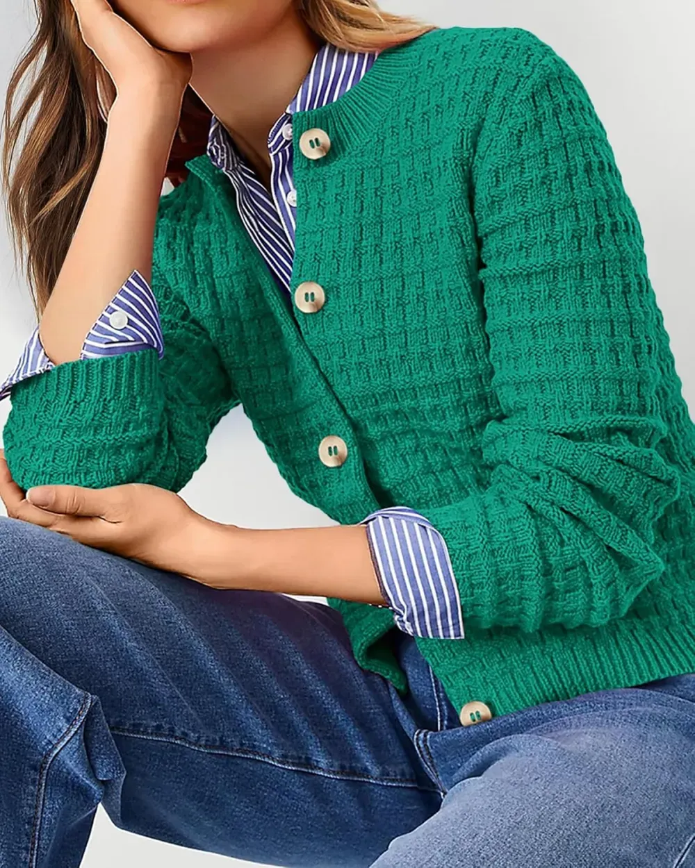 Women's Knit Cardigan Sweaters Casual Long Sleeve Open Front Button Down Trendy Jackets Outerwear