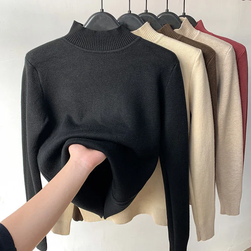 Winter thickened half turtleneck inner sweater