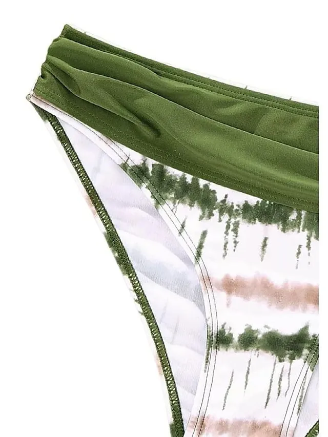 Women's Swimwear Bikini Normal Swimsuit 2 Piece Printing Tie Dye Green Bathing Suits Sports Beach Wear Summer