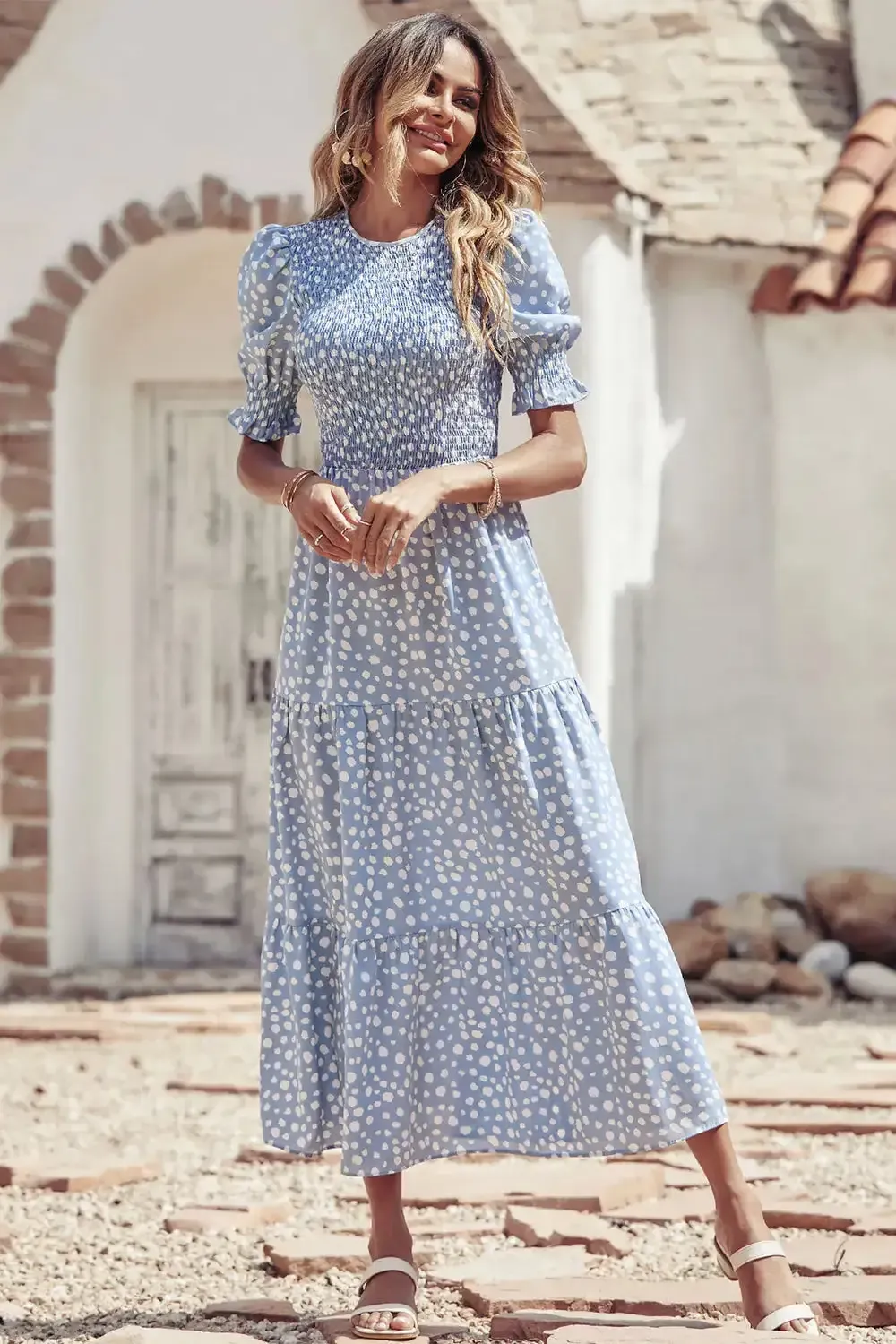 Summer Ruffle Bohemian Tiered Smocked Maxi Dress