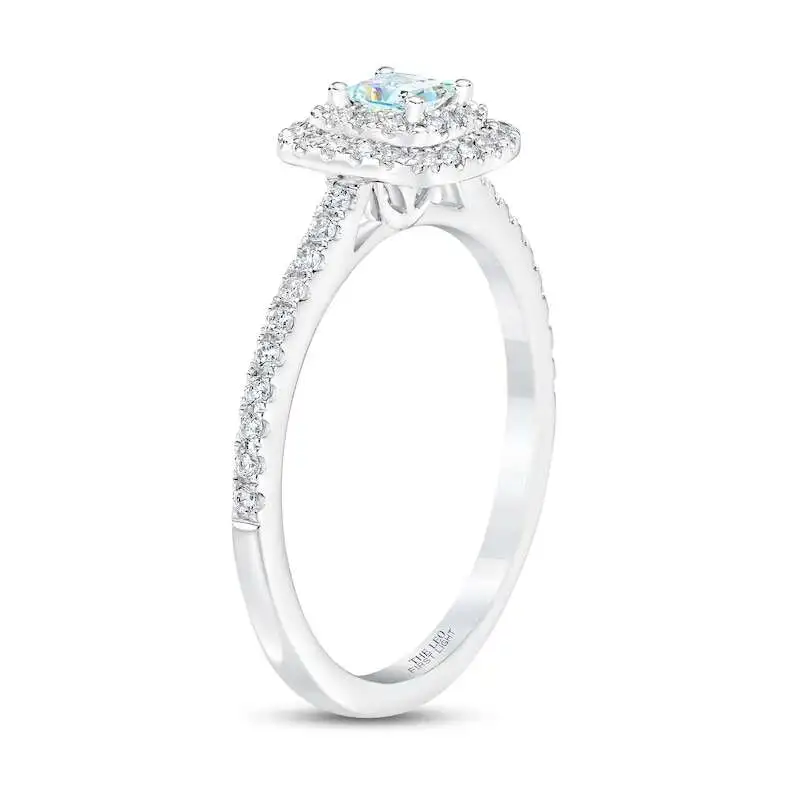 THE LEO First Light Diamond Engagement Ring 1/2 ct tw Princess/Round 14K White Gold