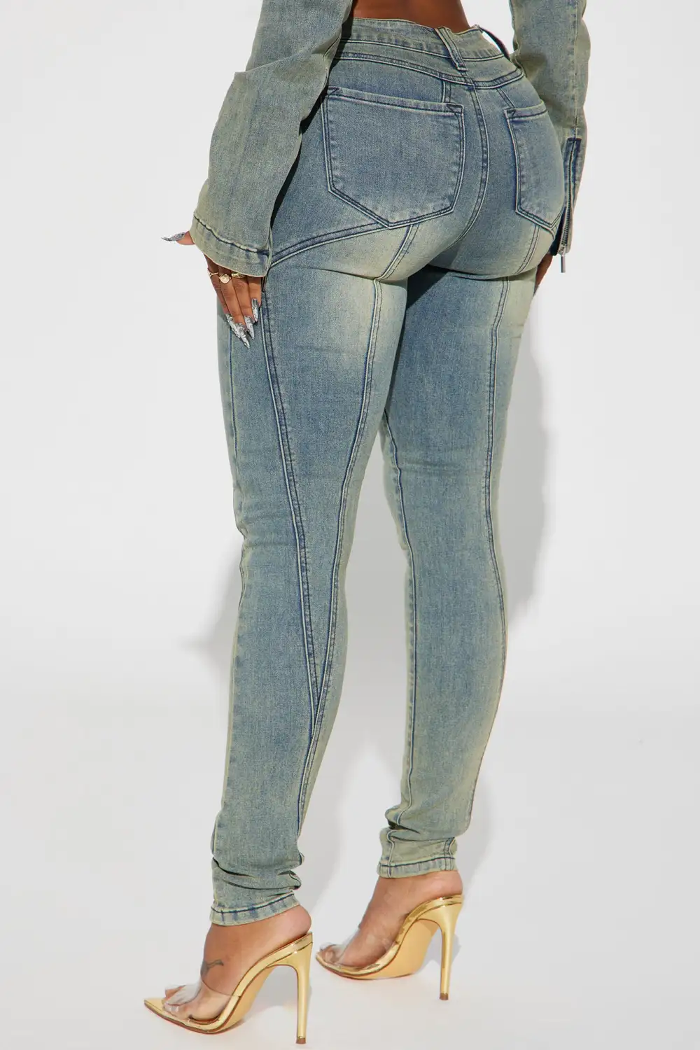 Moto Mayhem Mid Rise Stretch Skinny Jeans - Medium Wash