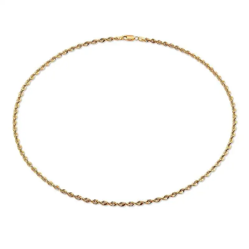 Solid Rope Chain Necklace 14K Yellow Gold 24