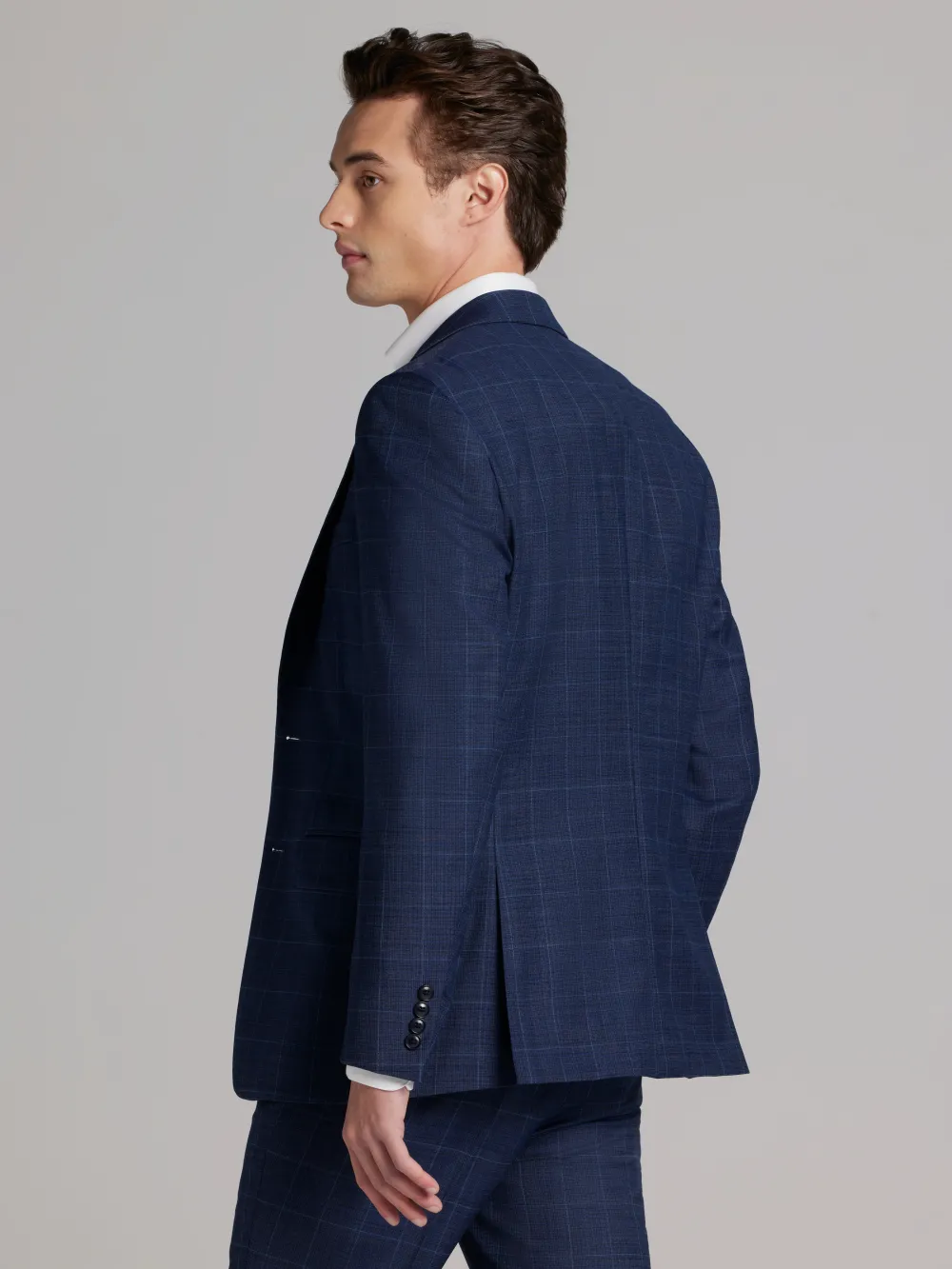 Calvin Klein Slim Fit Wool Blend Windowpane Suit Jacket