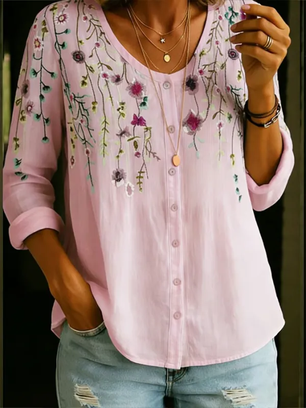 Women's Minimalist Floral Shirt
