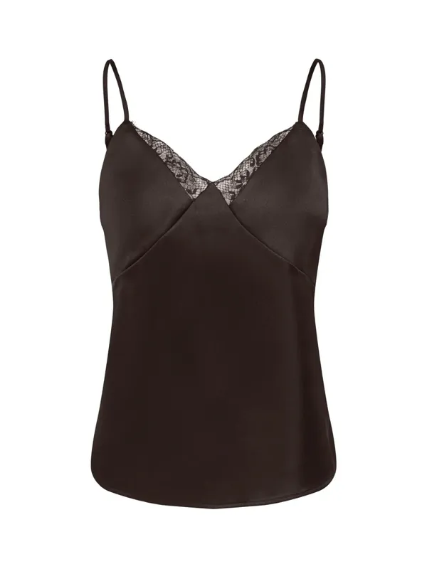 Lace Trim Satin Tank Top