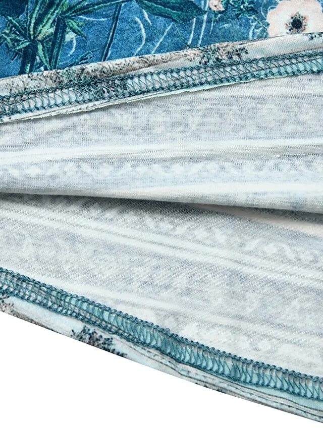 Women's Casual Dress Ethnic Dress Summer Dress Floral Tribal Cut Out Print V Neck Mini Dress Active Fashion Outdoor Daily Short Sleeve Regular Fit Red Blue Green Summer Spring S M L XL XXL