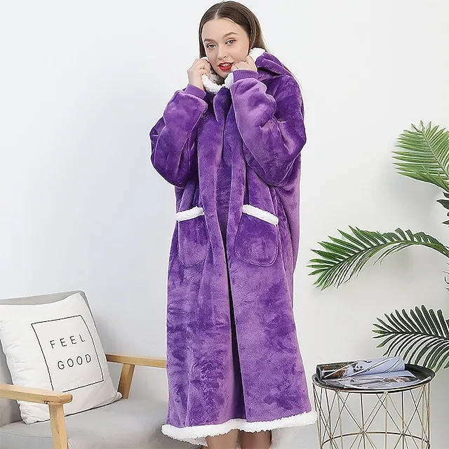 Oversized Wearable Blanket Christmas Flannel Thick Soft Warm Long Hoodie Blanket Big Hooded Sweatshirt Hoodie Blanket for Adults Women Girls Teenagers Teens Men Black
