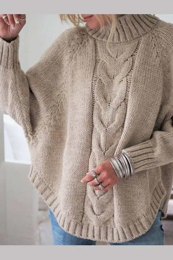 Fashion Turtleneck Bat Sleeve Sweater