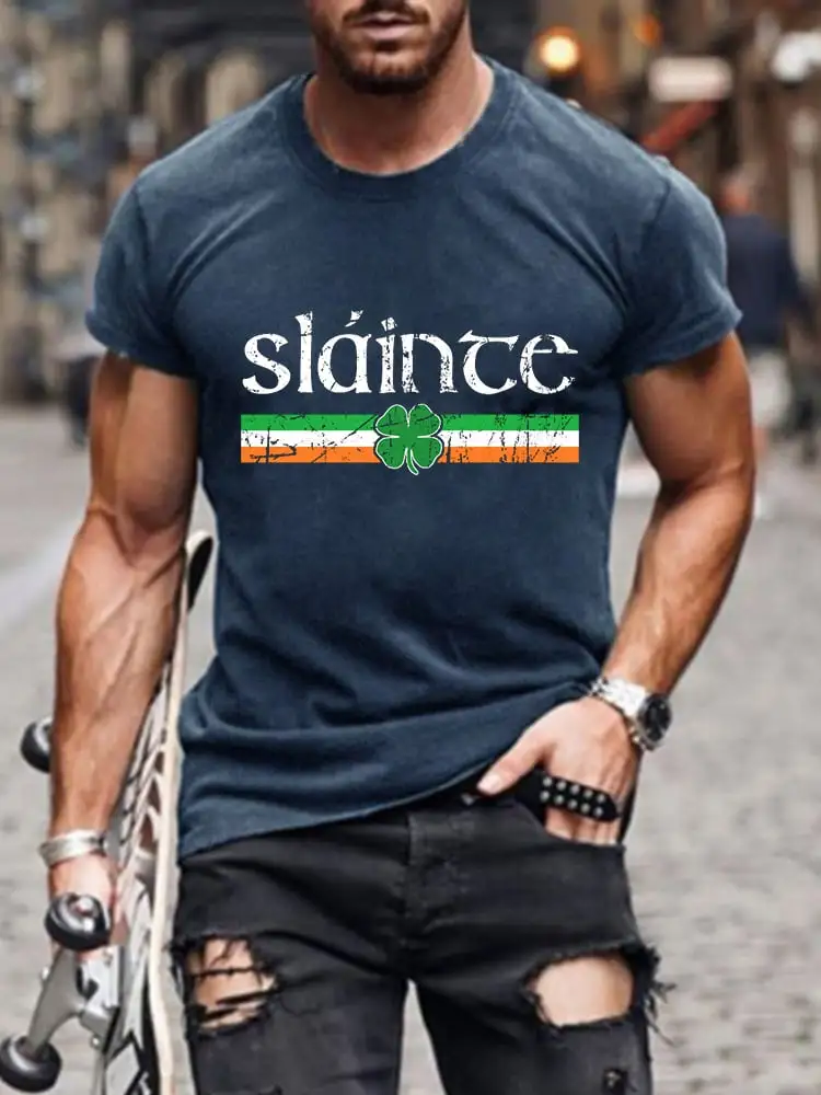 Men's Slaince Shamrock Print Short Sleeve T-Shirt