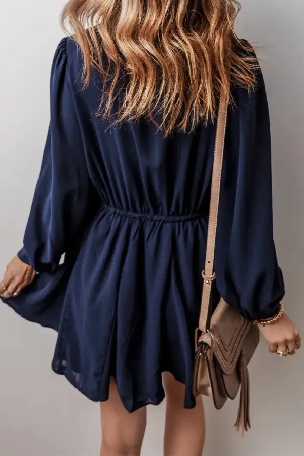 Button Front Drawstring Dress