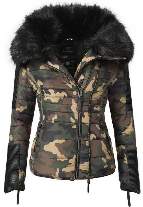 Women's short parka coat white