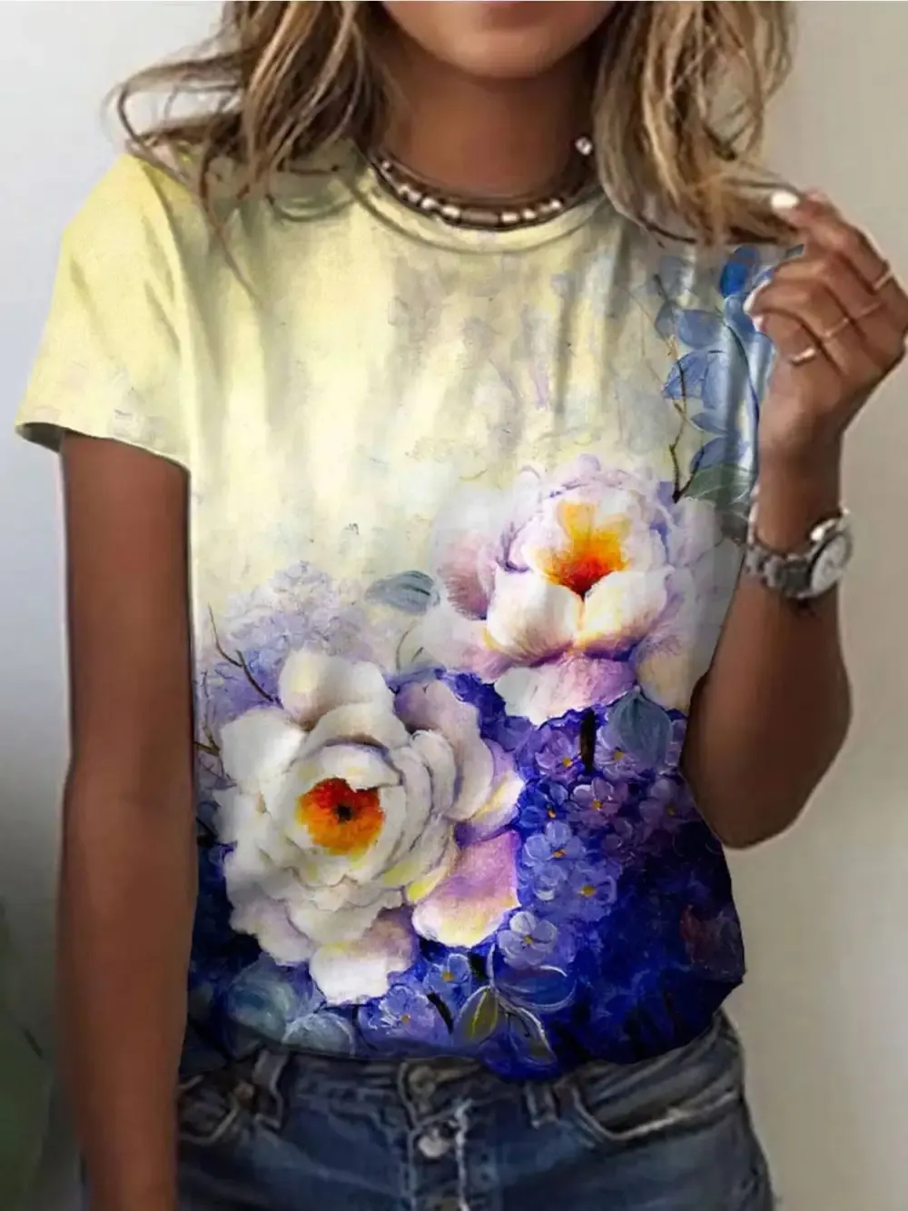 Printed Short Sleeve T-shirt Top