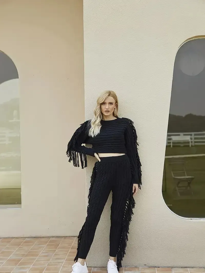 Tassel Knit Sweater Set