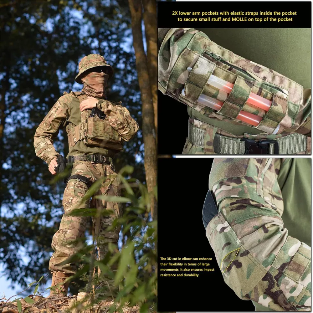 Combat Top Multicam Airsoft Shirt Seamless Long Sleeve Shirt with Shoulder Cushion Military Surplus
