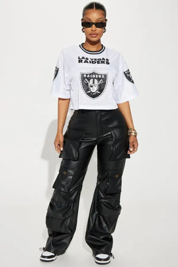 Raiders Fight Song Cropped Mesh Top - White/combo