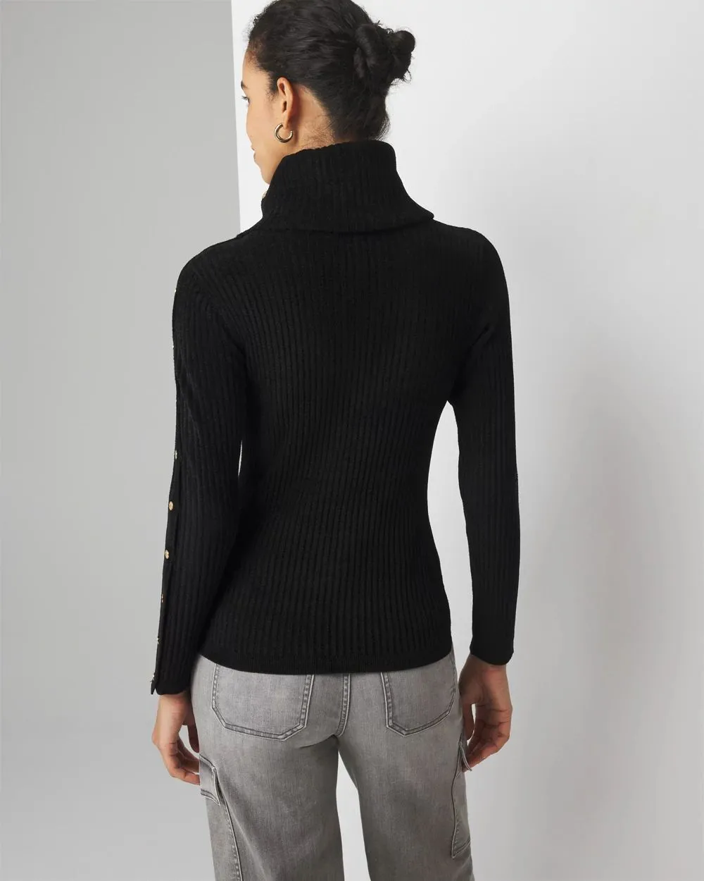 Petite Chenille Button Sleeve Pullover