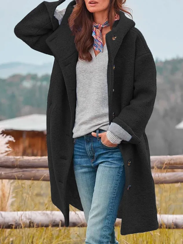 Woolen Hoodie Casual Overcoat
