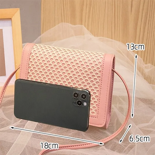 Summer New Women's Messenger Bag Fashion All-match Small Square Bag Trend Mesh Bag Hit Color One-shoulder Mobile Phone Bag