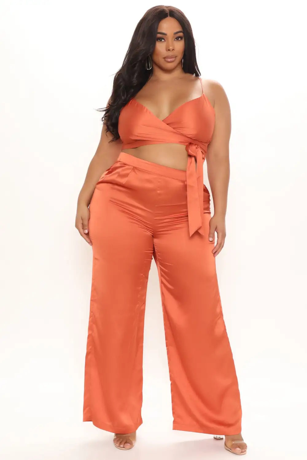 Luxury Views Satin Pant Set - Coral