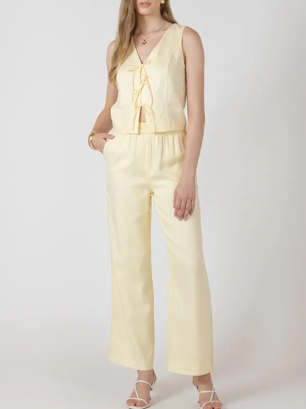 Straight Leg Linen Blend Trouser