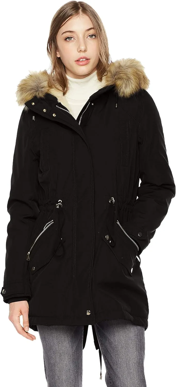 Women's Winter Coats Fleece Lined Parka Jacket Hooded Long Winter Warm Parka Coat with Pockets