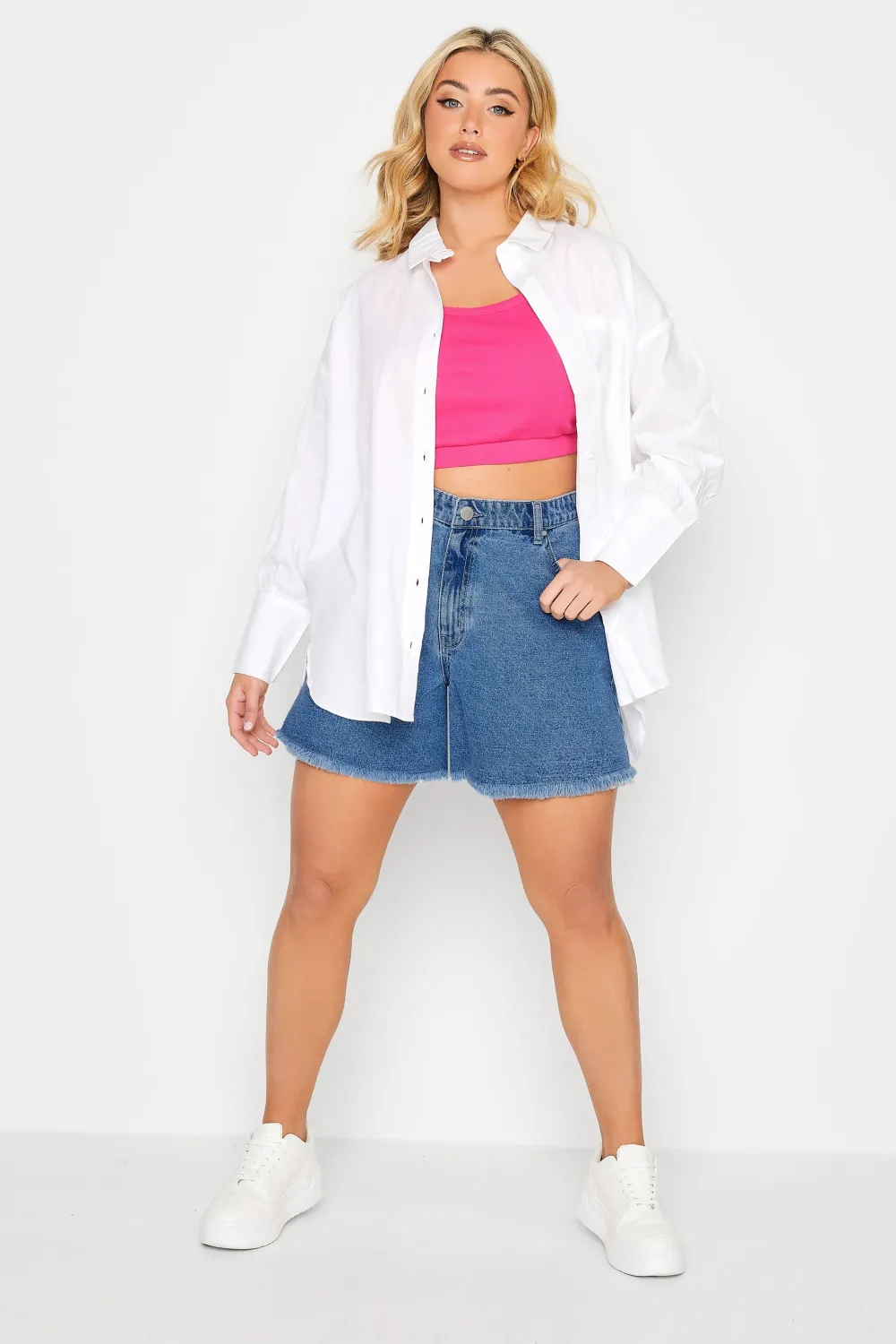 YOURS Curve Mid Blue Floaty Denim Shorts