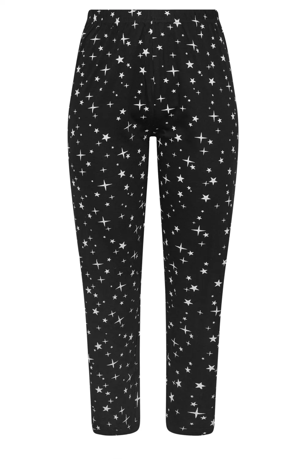 YOURS Curve Black Star Print Wide Leg Pyjama Bottoms
