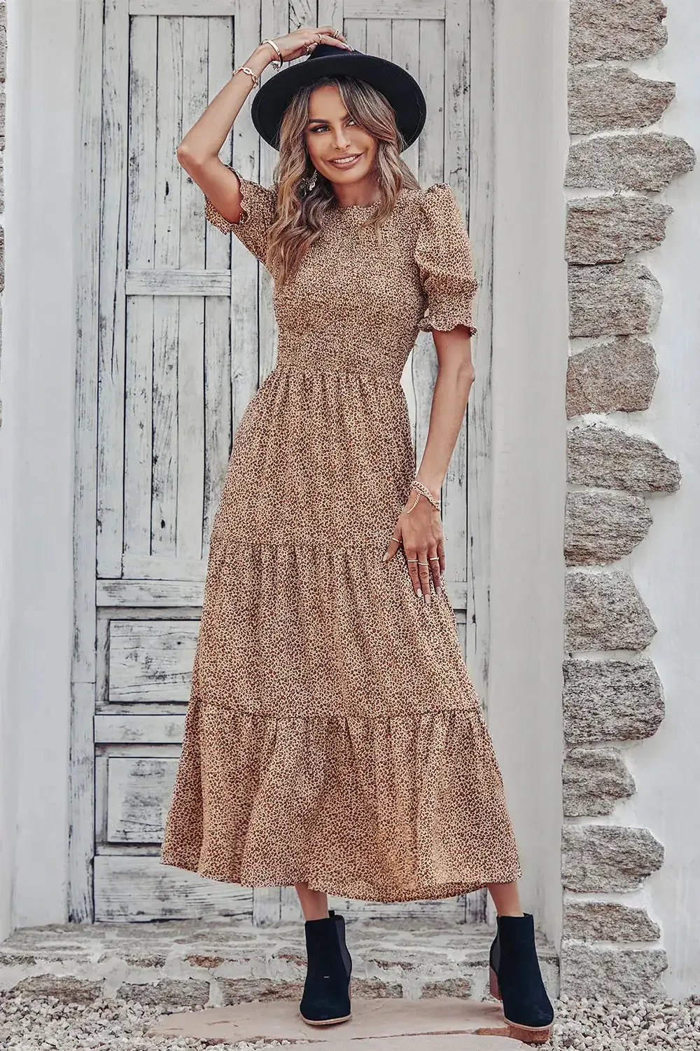 Summer Ruffle Bohemian Tiered Smocked Maxi Dress