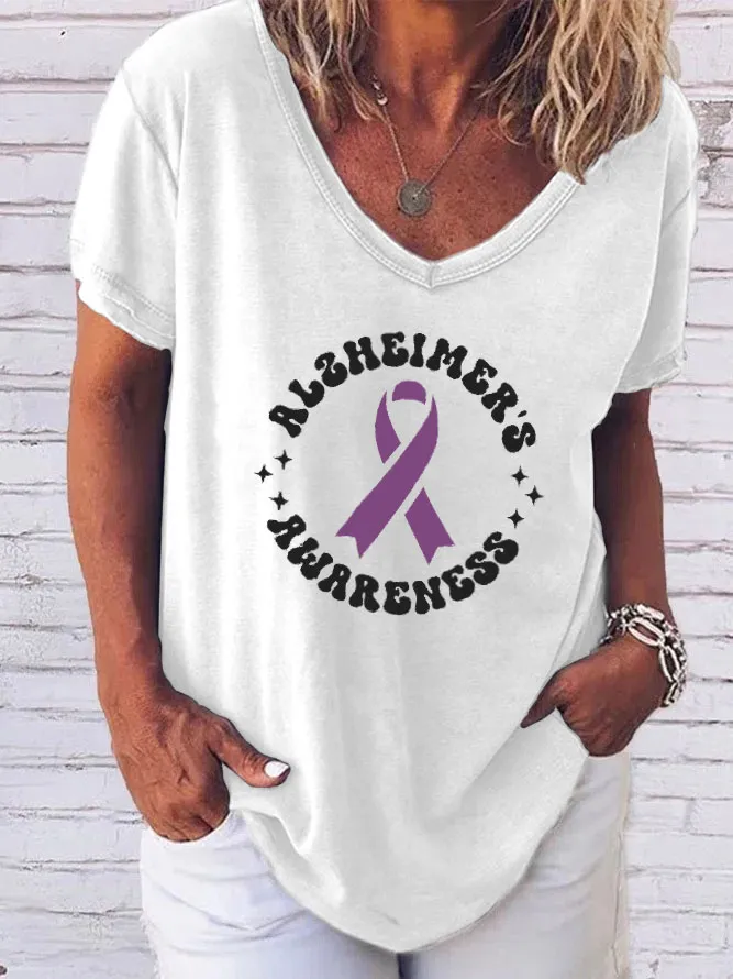 Women'S Short-Sleeved T-Shirt Alzheimer'S Awareness Prints