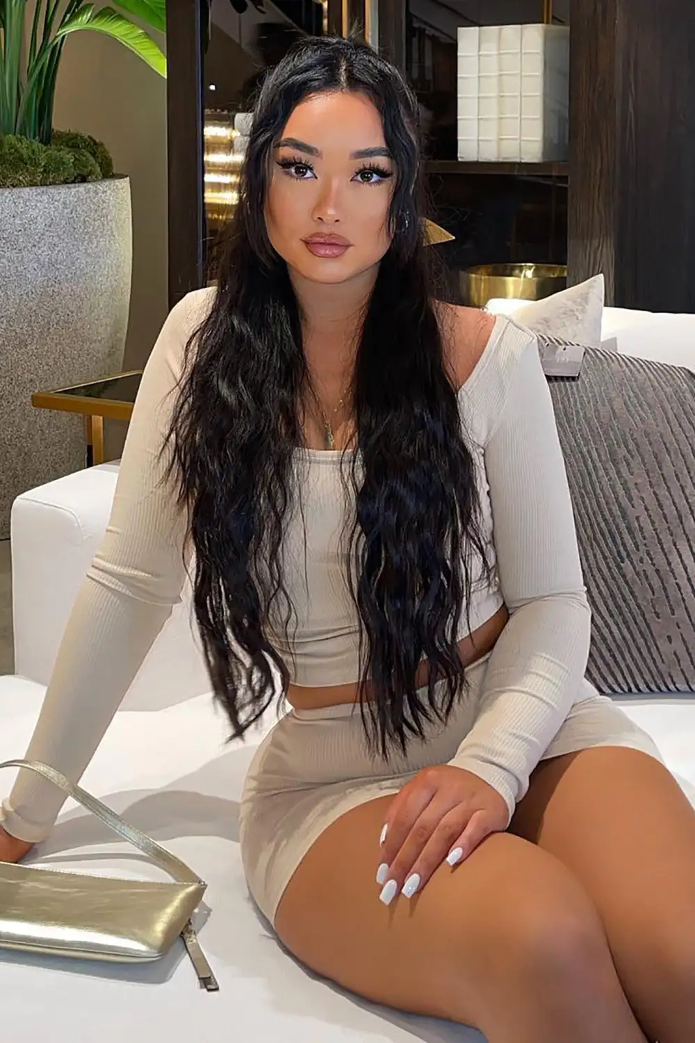 Melinna Snatched Micro Mini Skirt - Cream